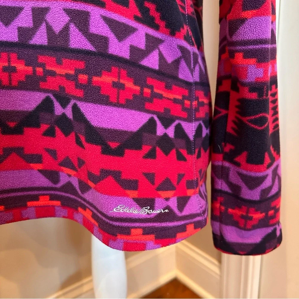 ⚡️FLASH SALE⚡️ Eddie Bauer Fleece Quarter Zip Aztec Print Size Medium - Picture 3 of 6
